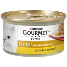 Gourmet Gold Влажный корм  Нежные биточки с курицей и морковью 85 г 