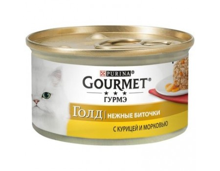 Gourmet Gold Вологий корм Ніжні биточки з куркою та морквою 85 г