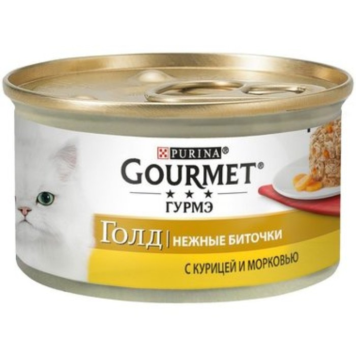 Gourmet Gold Влажный корм  Нежные биточки с курицей и морковью 85 г 