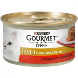 Gourmet Gold Влажный корм  Нежные биточки с говядиной и томатами 85 г 