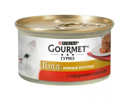 Gourmet Gold Влажный корм  Нежные биточки с говядиной и томатами 85 г 