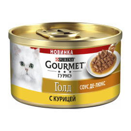 Gourmet Gold Гурмэ Голд Соус Де-люкс Влажный корм  для кошек с курицей в роскошном соусе, банка, 85 г