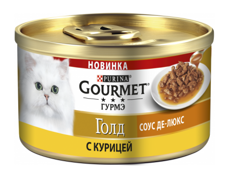 Gourmet Gold Гурме Голд Соус Де-люкс Вологий корм для кішок з куркою в розкішному соусі, банку, 85 г