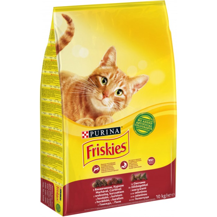 Friskies Сухий корм для котів з яловичиною, куркою та овочами 10 кг