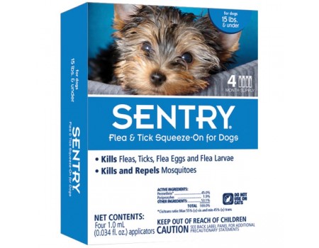 Sentry СЕНТРИ КАПЛИ от блох, клещей и комаров для собак весом до 7 кг , 1 мл, цена за пипетку.