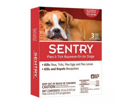 Sentry СЕНТРИ КРАПЛІ від бліх, кліщів та комарів для собак вагою 15-30 кг, 3 мл, ціна за піпетку.