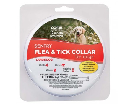 Sentry Flea&Tick Large СЕНТРИ ошейник от блох и клещей для собак крупных пород, 6 месяцев защиты, 56 см, 2 шт.