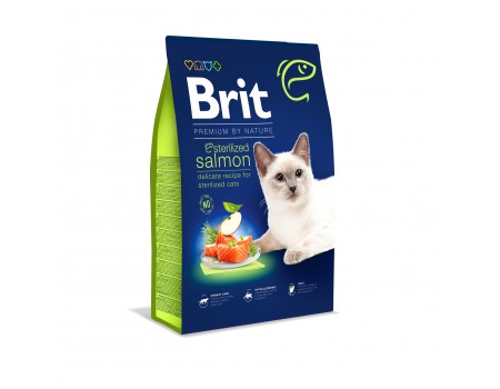 Brit Premium by Nature Cat Sterilised Salmon Сухий корм для стерилізованих котів 8 кг (лосось)
