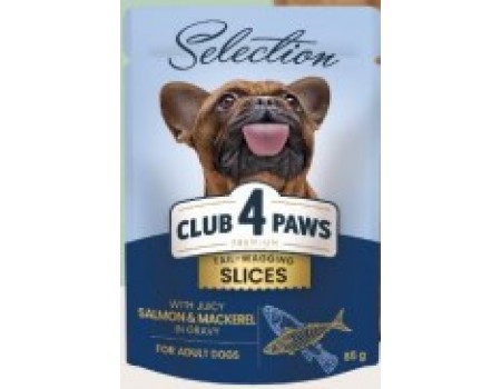 Влажный корм Club 4 Paws (Клуб 4 лапы) Премиум Плюс, для взрослых собак малых пород, лосось и макрель в соусе, 0,085 кг