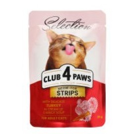 CLUB 4 PAWS + Плюс Пауч Влажный корм для кошек Мясные полоски с говяди..