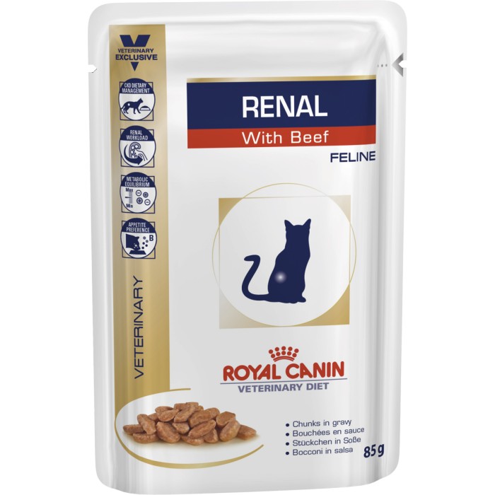 Вологий корм для дорослих котів  RENAL FELINE BEEF pouches  0.085 кг