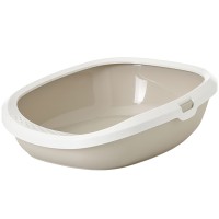 Savic ГІЗМО (Gizmo large) туалет для котів з бортиком, білий мокко, 52 х 39,5 х 15 см