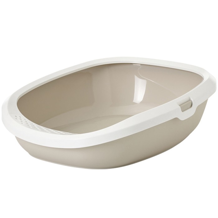 Savic ГІЗМО (Gizmo large) туалет для котів з бортиком, білий мокко, 52 х 39,5 х 15 см