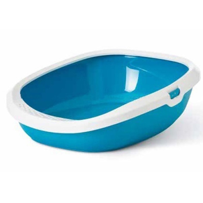Savic ГІЗМО (Gizmo large) туалет для котів з бортиком, біло-блакитний, 52 х 39,5 х 15 см