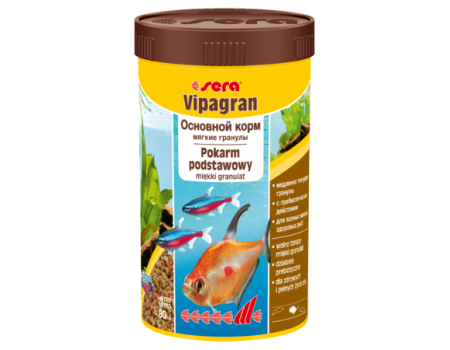 Sera випагран (sera Vipagran) основной корм, состоящий из мягких гранул, предназначен для всех видов рыб, 12г