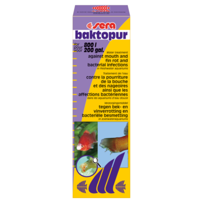 Кондиціонер води Sera baktopur (бактопур), проти бактеріальних інфекцій, 50 мл, на 500-1000л води