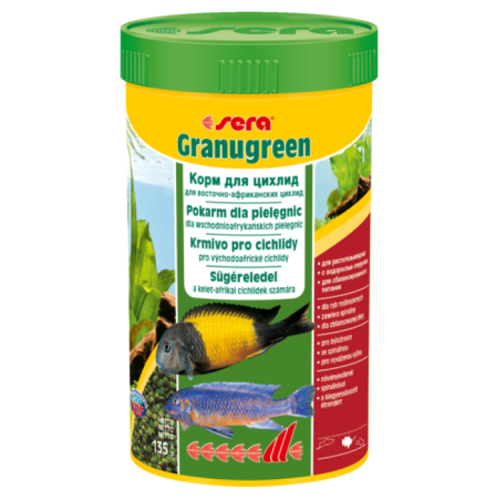 Sera гранугрин (sera Granugreen) Зелений корм для дрібніших рослиноїдних цихлід, 20г