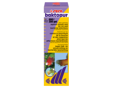 Кондиціонер води Sera baktopur (бактопур), проти бактеріальних інфекцій, 100 мл, на 1000-2000л води
