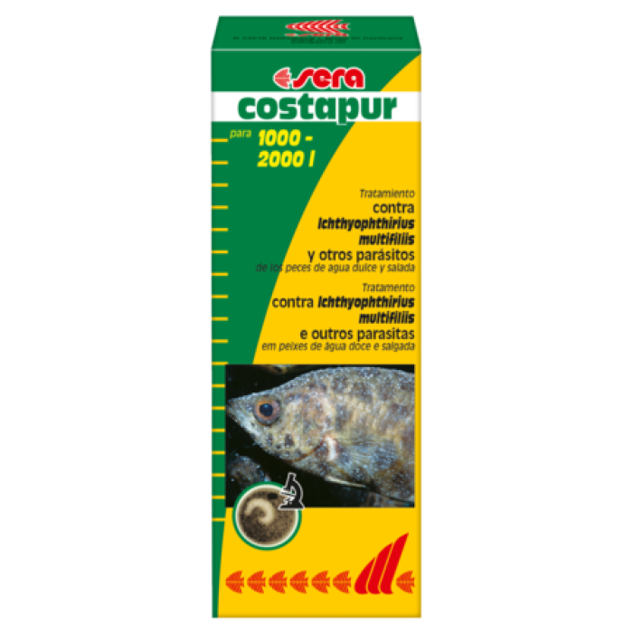 Sera костапур (sera costapur) Кондиционер воды против Ichthyophthirius multifiliis и других одноклеточных кожных паразитов , 50 мл, на 500-1000 л воды