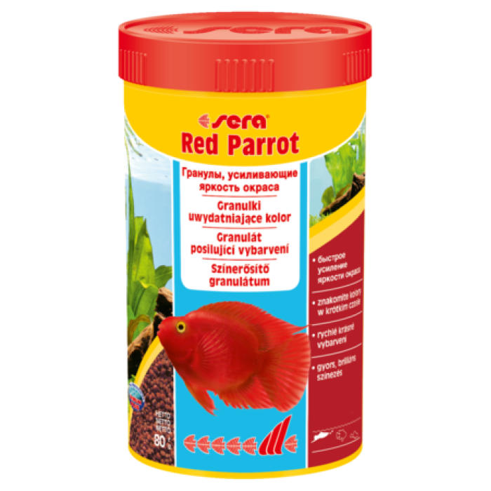 Sera ред пэррот (sera Red Parrot)Корм для быстрого формирования интенсивной контрастной окраски рыб, 80г