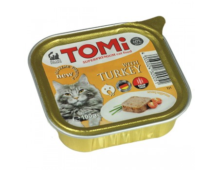 TOMi turkey ИНДЕЙКА консервы для кошек, паштет , 0.1 кг.