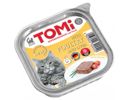 TOMi poultry liver ПТИЦА ПЕЧЕНЬ консервы для кошек, паштет , 0.1 кг.