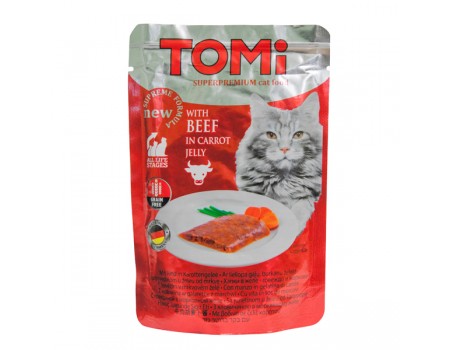 TOMi BEEF in carrot jelly ТОМИ ГОВЯДИНА В МОРКОВНОМ ЖЕЛЕ,  влажный корм, консервы для кошек, пауч , 0.1 кг.