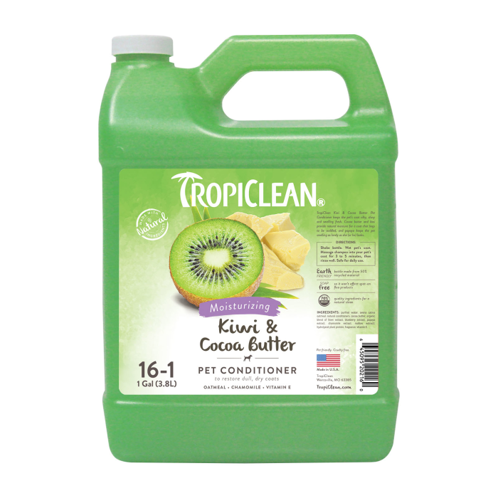 Кондиціонер TropiClean Kiwi & Cocoa Butter для відновлення сухої вовни для собак і кішок, 3,8 л