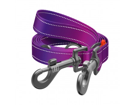 Поводок-перестежка для собак WAUDOG Nylon Mono, светоотражающий, М, Ш 20 мм, Д 300 см, фиолетовый