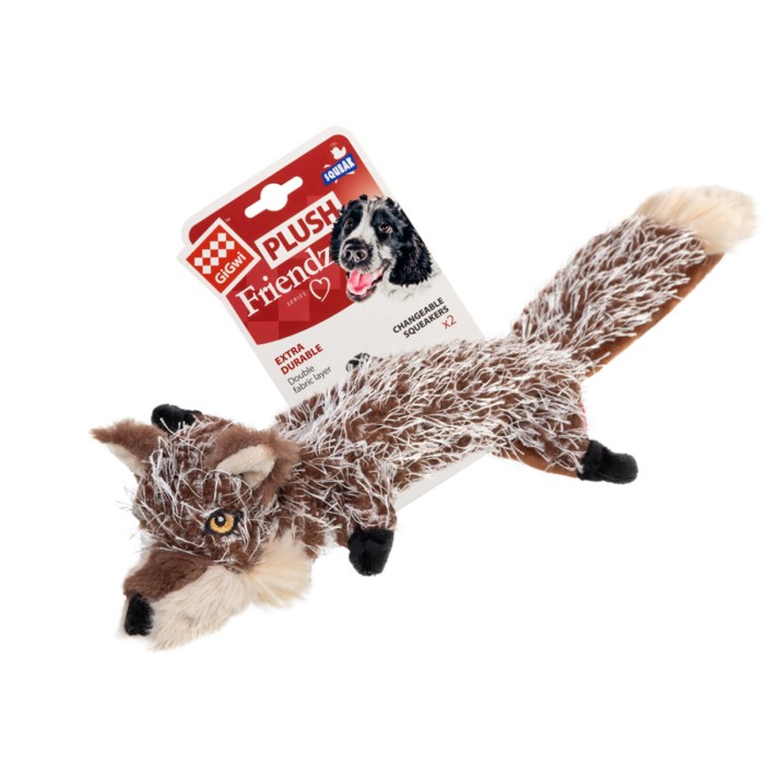 Игрушка для собак Волк с пищалками GiGwi Plush, текстиль, 37 см