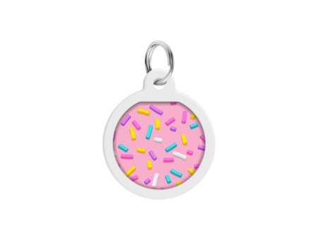 Адресник для собак и кошек металлический WAUDOG Smart ID с QR паспортом, рисунок "Маршмеллоу", круг, Д 25 мм