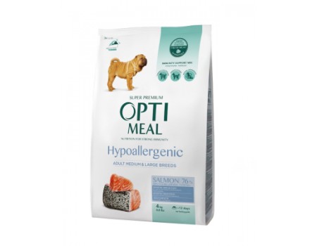 Сухой корм Optimeal, для собак средних и крупных пород, гипоаллергенный, лосось, 4 кг