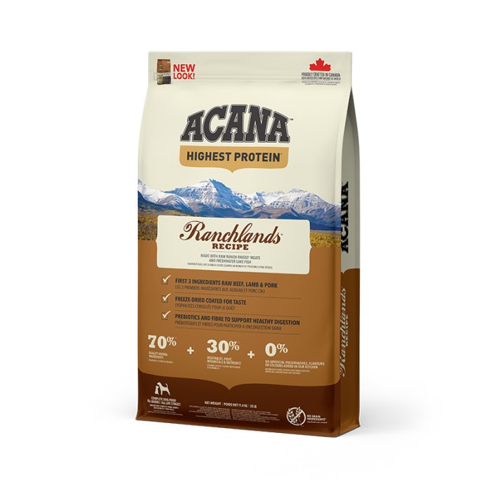 Сухой корм Acana RANCHLANDS для собак всех пород и возрастов, на основе красного мяса и рыбы, 11.4 кг