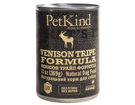 PetKind Venison Tripe Formula Натуральный влажный корм для собак из канадской говядиной, новозеландской олениной и говяжьим рубцом,  0,369 кг