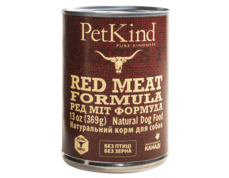 PetKind Red Meat Formula Натуральный влажный корм для собак из канадской говядиной, новозеландским ягненком и говяжьим рубцом,  0,369 кг