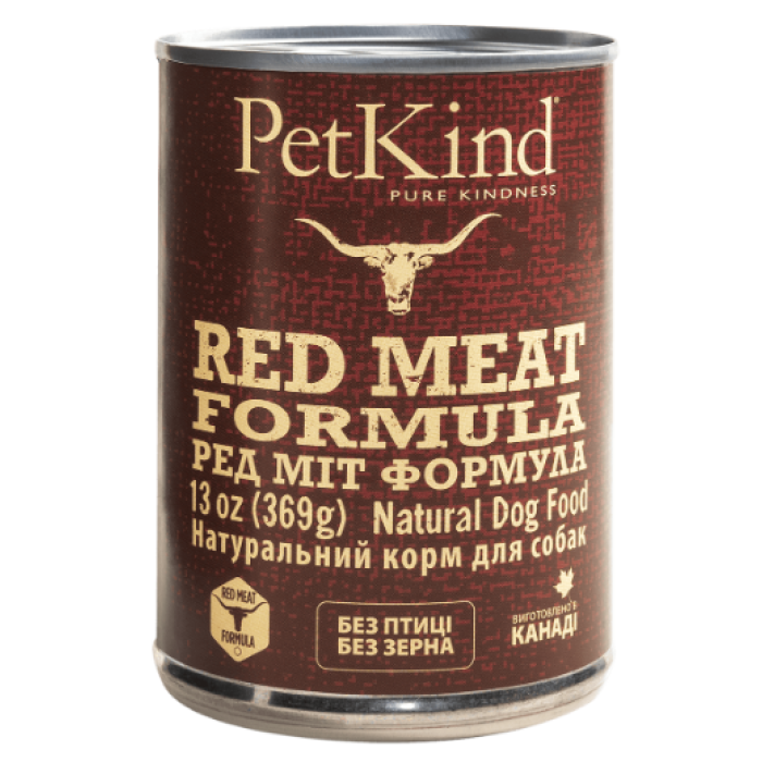 PetKind Red Meat Formula Натуральный влажный корм для собак из канадской говядиной, новозеландским ягненком и говяжьим рубцом,  0,369 кг