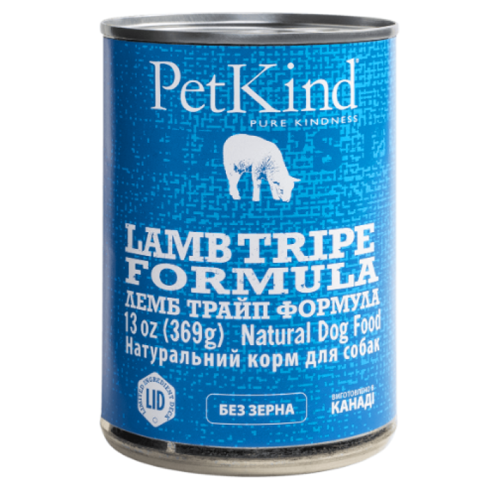 PetKind Lamb Tripe Formula Натуральный влажный корм для собак из новозеландским ягненком, мясом канадской индейки и овечьим рубцом,  0,369 кг