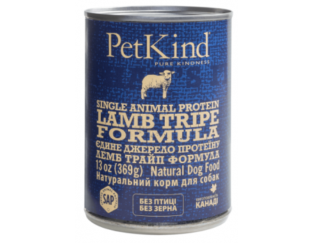 PetKind Lamb Tripe Single Animal Protein Formula Натуральный влажный корм для собак из новозеландским ягненком и овечьим рубцом,  0,369 кг