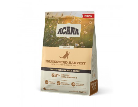 Cухой корм Acana Homestead Harvest - Беззерновой сухой корм для котов на всех стадиях жизни с курицей и индейкой, 1,8 кг