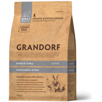 Grandorf Rabbit & Turkey Adult Medium Maxi  - Грандорф Сухой корм  беззерновой для собак, кролик индейка 3 КГ