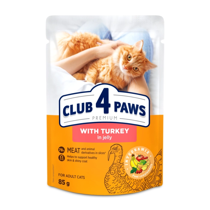 Club 4 Paws Premium Adult with Turkey in jelly вологий корм для котів (індичка) 85 г