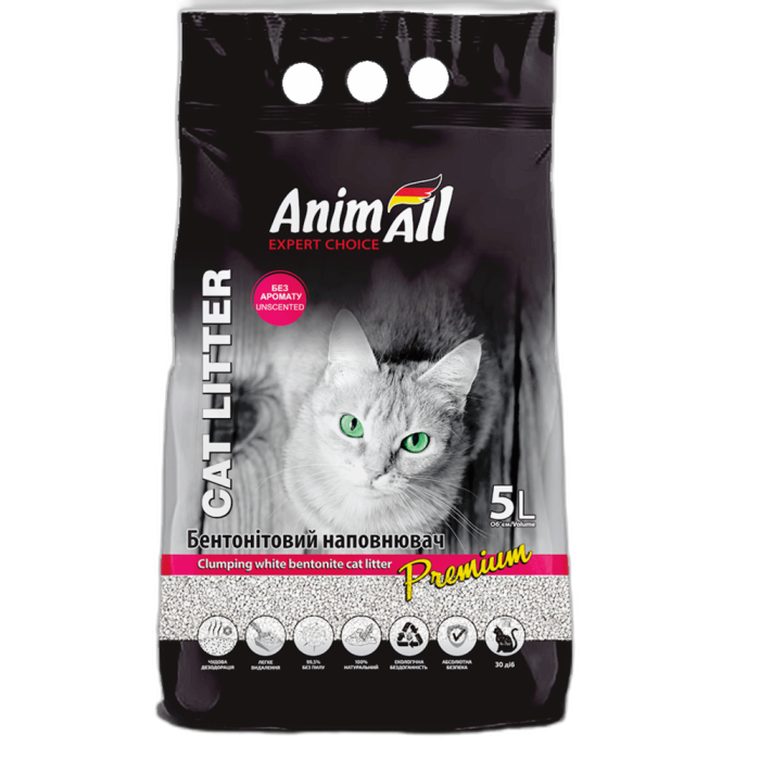 AnimAll Premium Classic бентонитовый наполнитель для кошек, 5 л, без аромата