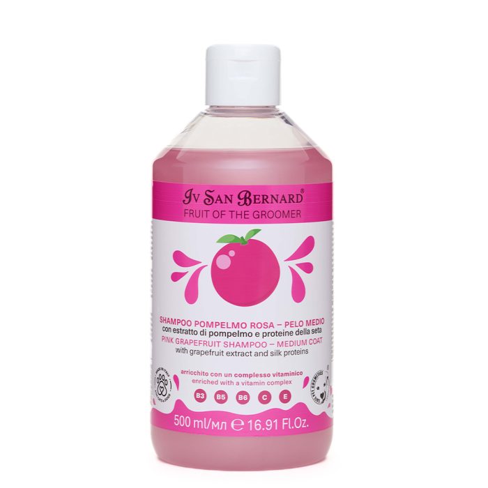 Iv San Bernard Fruit of the Groomer шампунь для кошек и собак, Розовый грейпфрут для средней шерсти, 500 мл