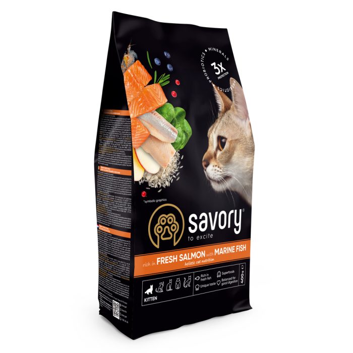 Savory Kitten Fresh Salmon with Marine Fish сухой корм для котят (лосось, морская рыба) 400 г