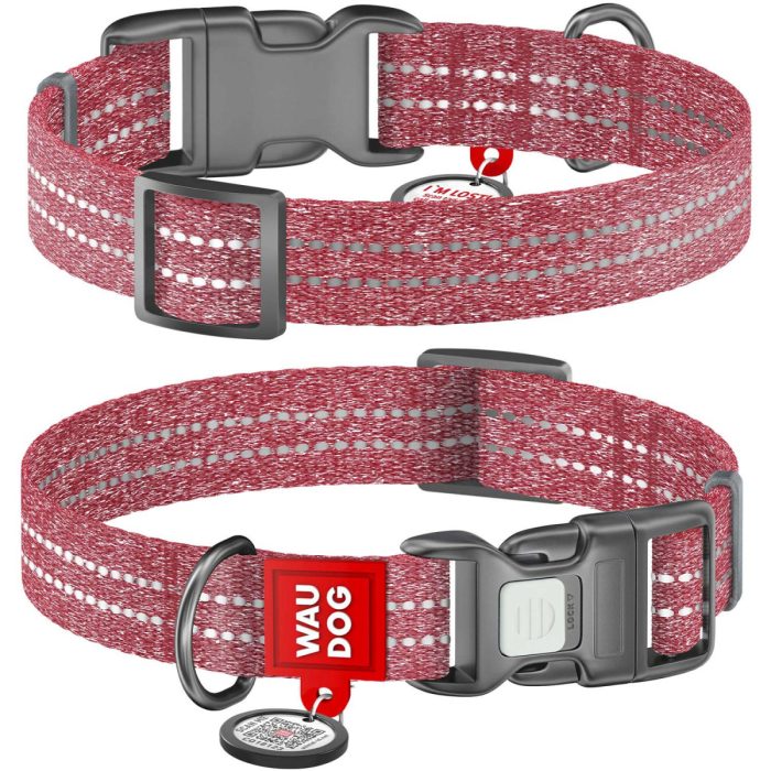 WAUDOG Re-cotton ошейник для собак, размер L (25 мм, 33-49 см), красный