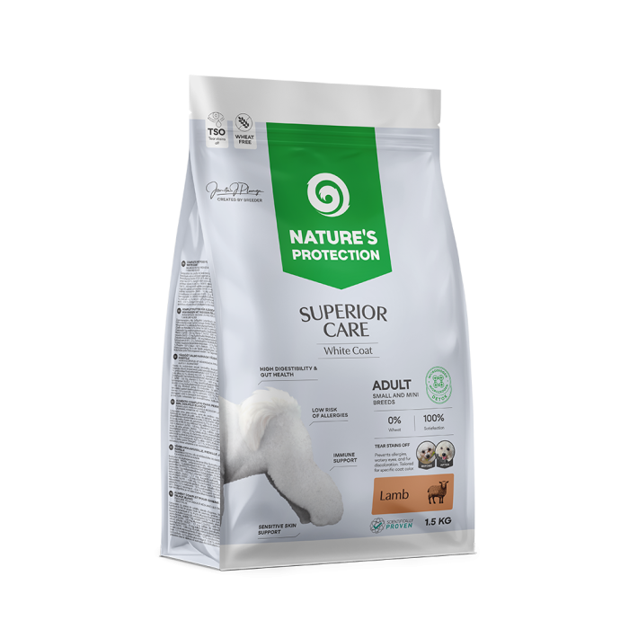 Сухой корм Nature's Protection Superior Care White Dogs для взрослых собак малых пород, ягненок, 1.5 кг