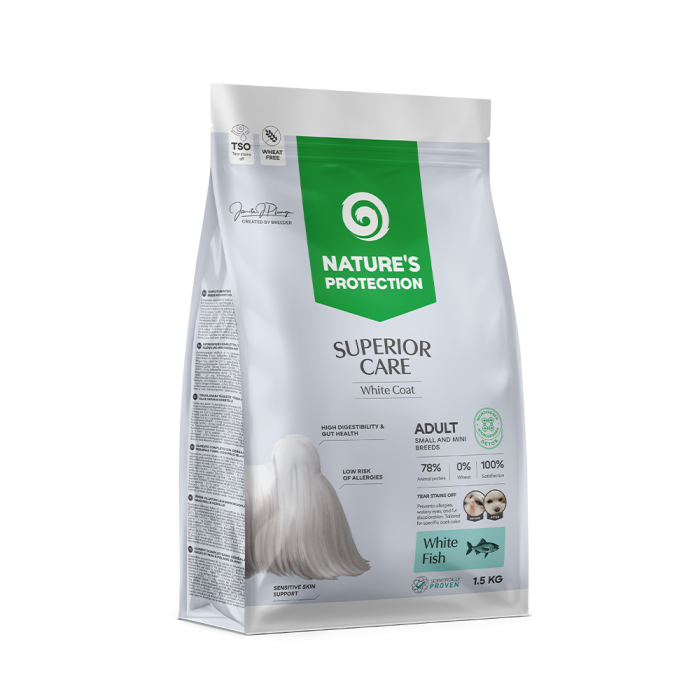 Сухой корм Nature's Protection Superior Care White Dogs Adult Small and Mini Breeds для собак, с белой рыбой, 1.5 кг