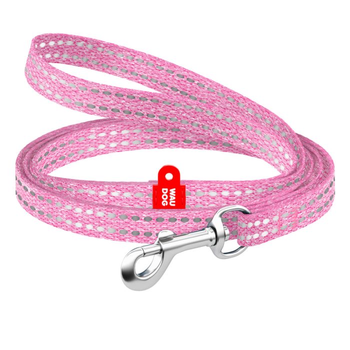 WAUDOG Re-cotton поводок для кошек, размер XS (10 мм, 200 см), розовый