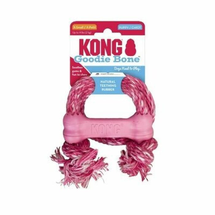 KONG Puppy Goodie Bone with Rope игрушка-кость с хлопковой веревкой для щенков, размер XS