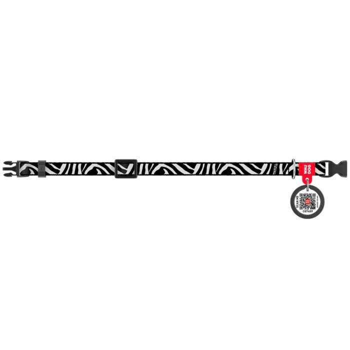 WAUDOG Nylon нашийник для котів та дрібних порід собак, розмір XS (10 мм х 20-30 см), малюнок "Зебра"